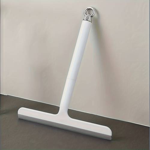 glass surface cleaner featuring a durable plastic and scraper blade with a comfortable handle for a hanging hook for space saving storage suitable for cleaning bathrooms showers kitchens mirrors tiles