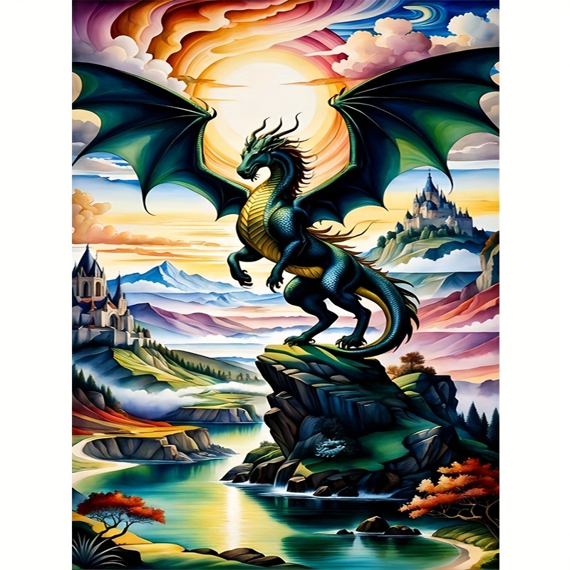 

5d Diy Round Diamond Full Drill Cartoon Dragon Diamond Painting Kit, Embroidery Craft Canvas Wall Decor For Living Room, Bedroom, Study, Ideal Gift For Beginners And Craft Lovers