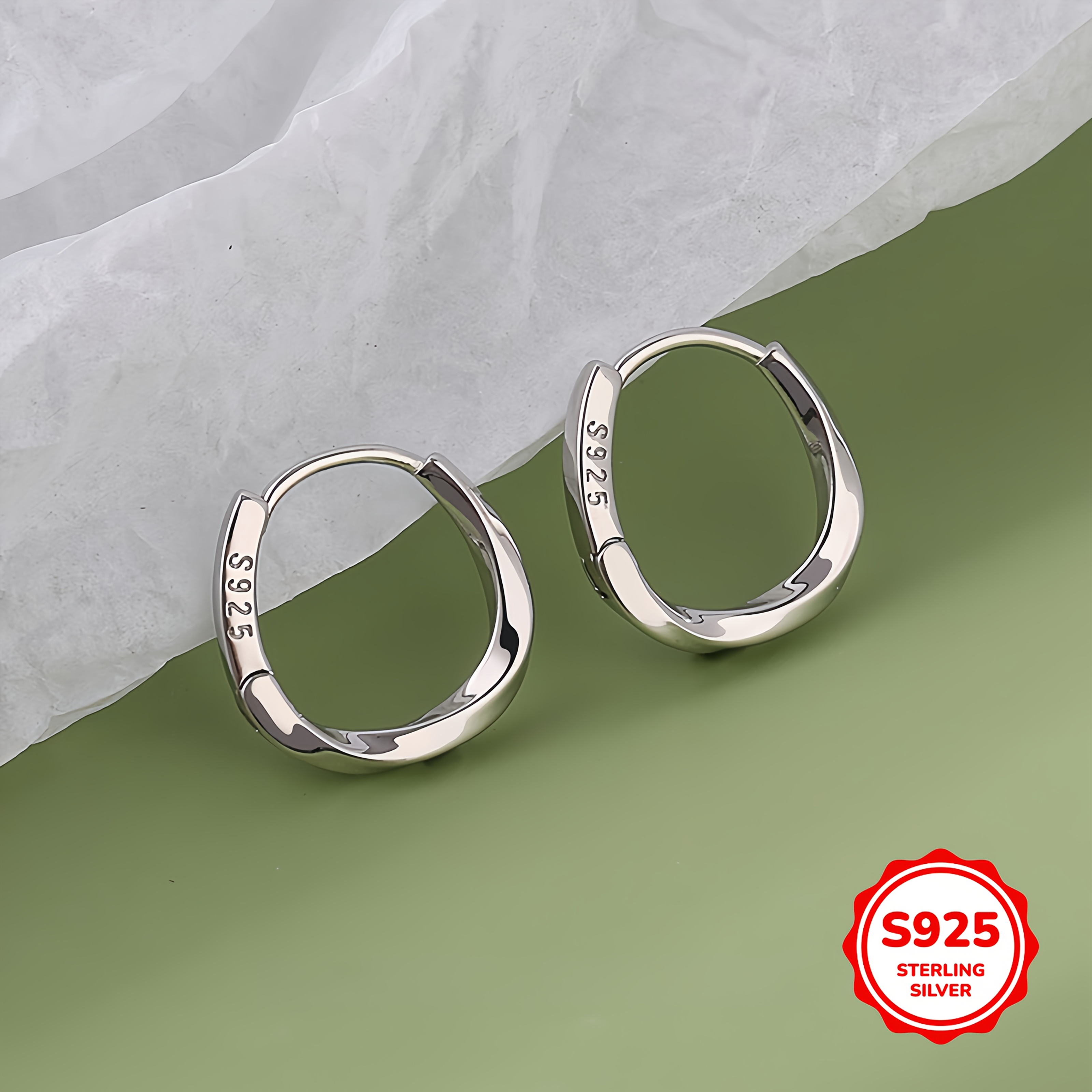 

[1 Pair Elegant Twist Hoop Earrings] 1 Pair Elegant Vintage Style S925 Sterling Silver Twist Hoop Earrings For Women, & Gift, Jewelry, Valentine's Day Special