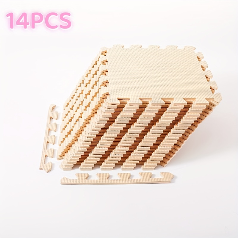 E-shop 14 Stück Quadratische Schaumstofffliesen, 30*30 cm / * Zoll Verriegelbare Schaummatten, Weiße Schaumpuzzle-Pads Geeignet für Schlafzimmer,