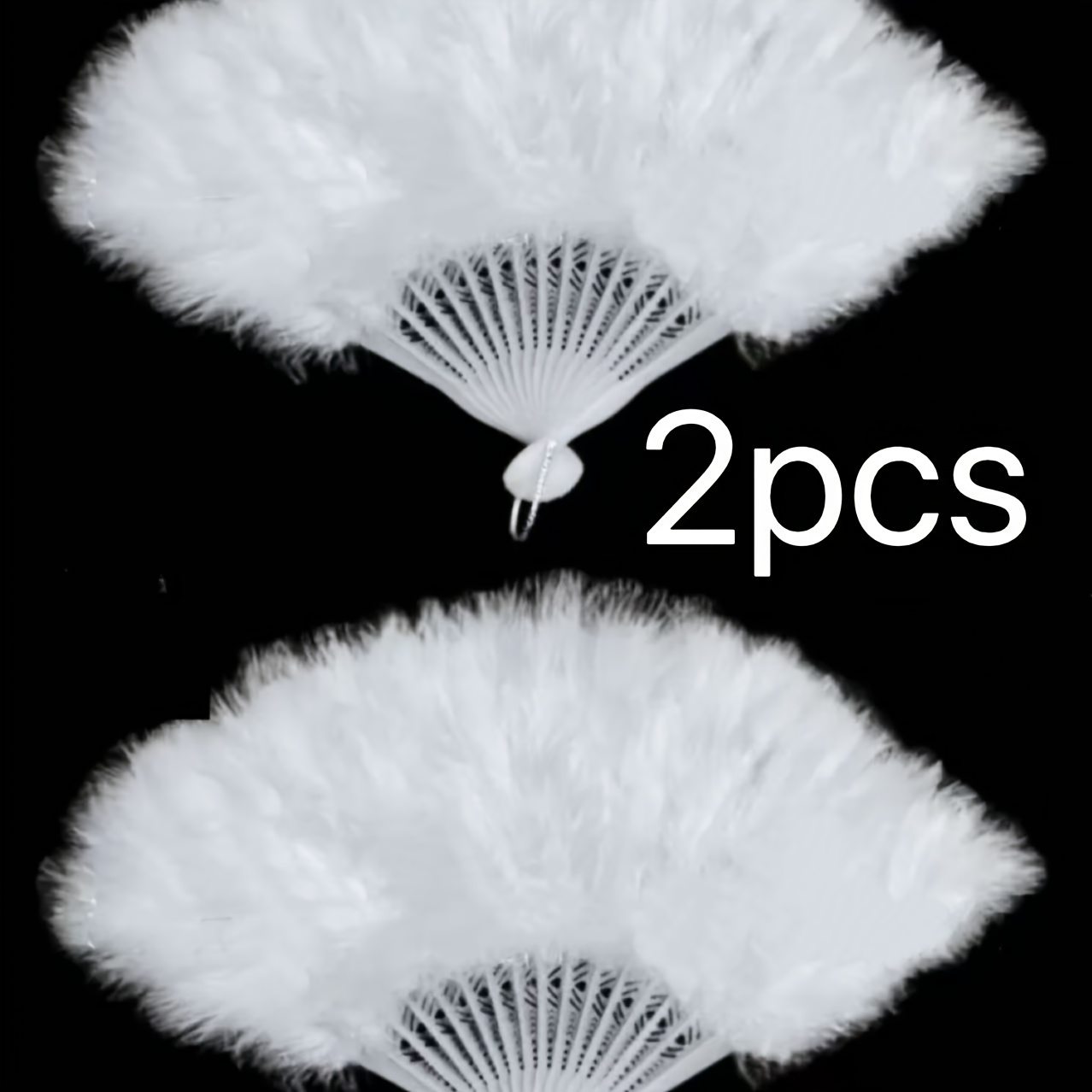 Image of (hot!) 2pcs Fans, Artificial Feather Fans, Stylish Vintage Beautiful Handmade Folding Fans For Weddings, Bachelorette Parties, Performance , Dance Decorative Fans