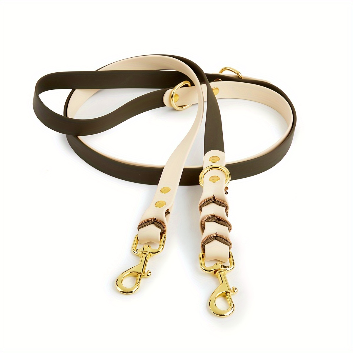 Image of 1pc Dog Free-hand Traction Rope Color-block Pvc Material Traction Rope 1-drag 2 Running Traction Dog Hands Retro Light Dog Traction Rope