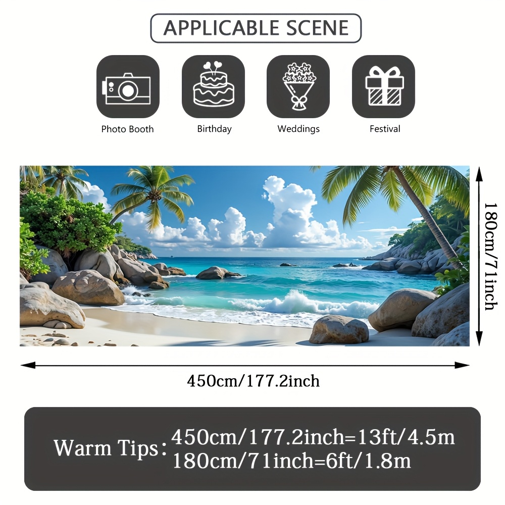 E-shop Tropische Strandlandschaft Garagentor-Banner - Große Stoff-Dekoration für Draußen mit Palmen & Ozeanwellen, Kein benötigt für Hochzeiten,