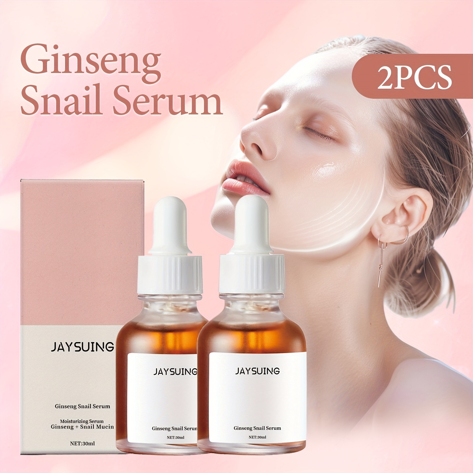 [Ginseng Facial Beauty] 2pcs Ginseng Snail Facial Beauty Liquid | 30ml/ Piece, Containing Niacinamide And Ginseng Extract, Deeply Hydrating And Moisturizing Facial Skin, Creating Smooth Facial Skin, Suitable For Women's Facial Skin Care, Valentine's Day Beauty Tool Gift
