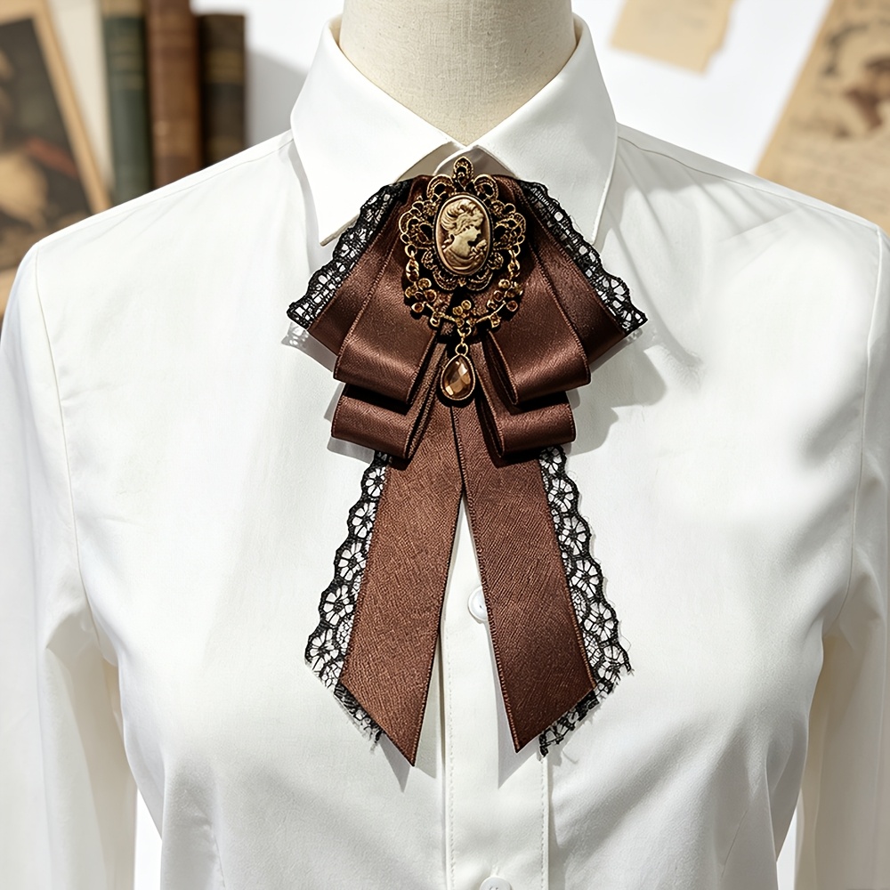 TEMU Nœud papillon unisexe , couleur unie, dentelle multicouche, et brillant, haut de gamme, élégant, convient aux uniformes, , aux fêtes