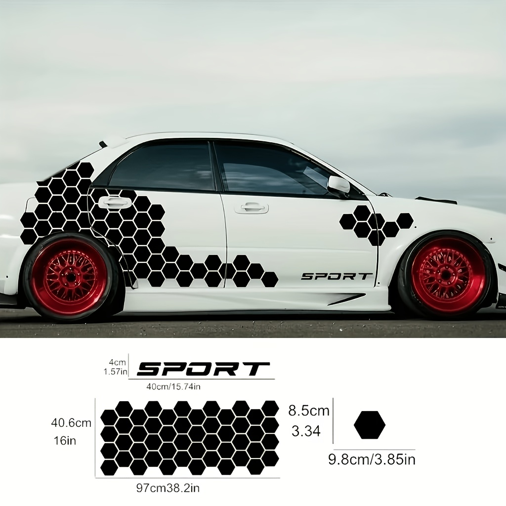 48pcs Set, Hexagonal Grid, Sports Combo, Diy Creative, Side Honeycomb Pattern, Car Sticker
