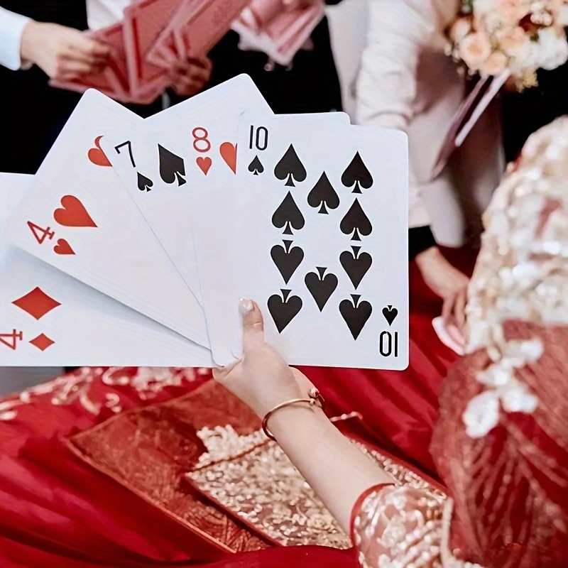 

54pcs Extra Large Playing Cards, Wedding Size Double Cards For Christmas Halloween Gift