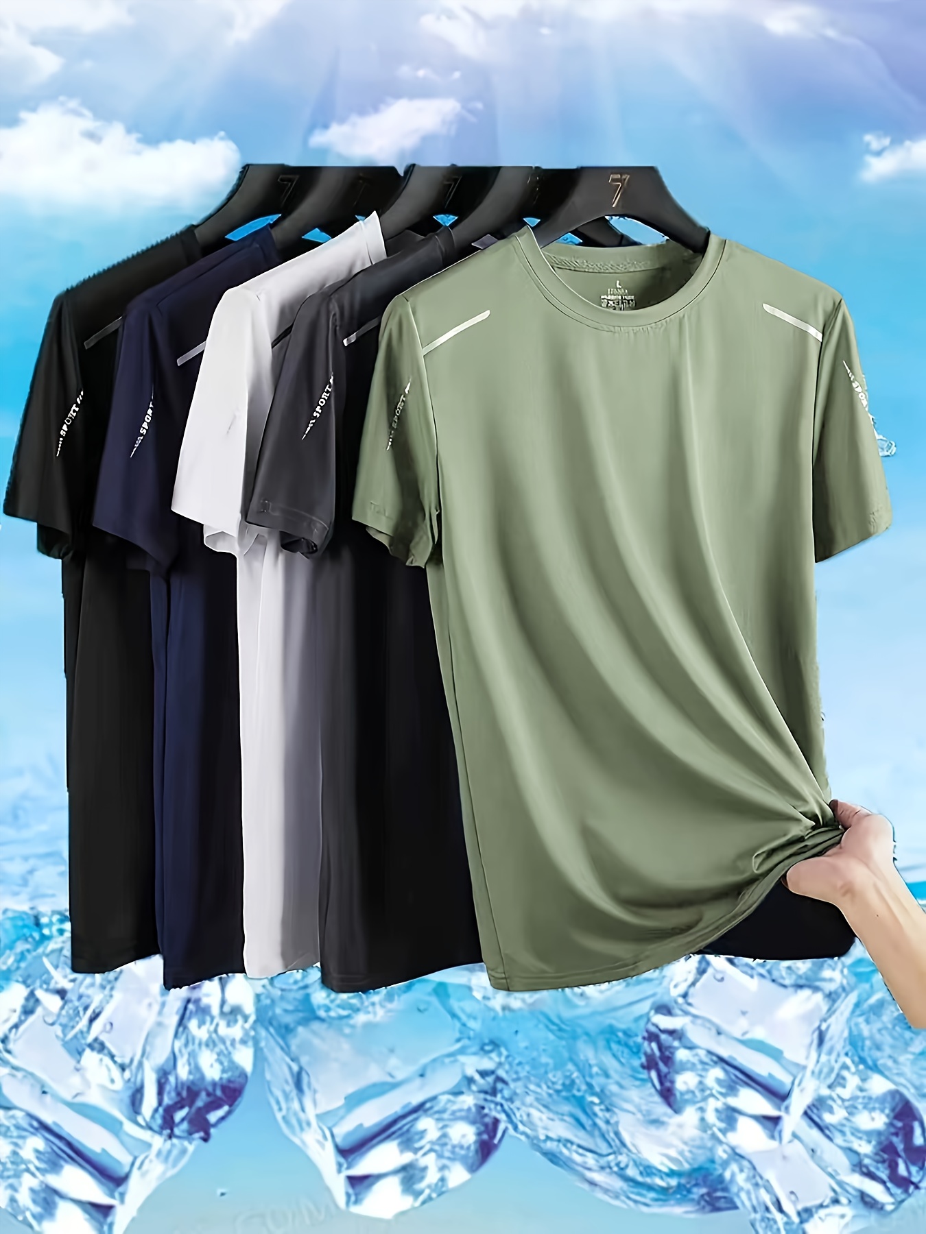 5pcs mens quick dry athletic t shirts breathable moisture wicking crew neck short sleeves in assorted colors for gym summer activities gym clothes