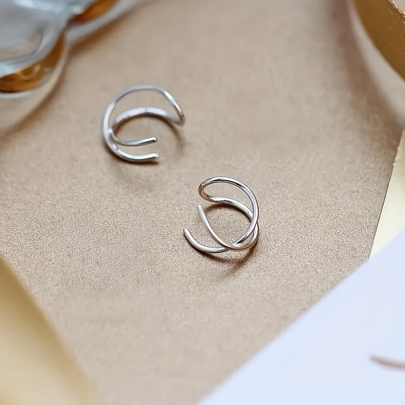 Double Layer Stainless Steel Ear Clip Cuff Earrings