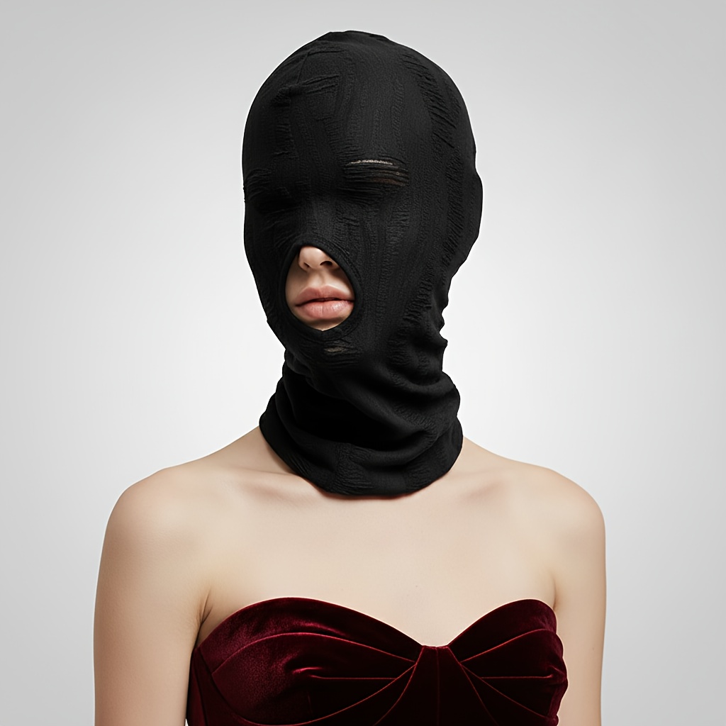 Image of Unisex Knitted Balaclava With Mouth, Suitable For Street Fashion, Rock And Hip-hop Performances, Bar Party Decorations, And Sexy Head Coverings