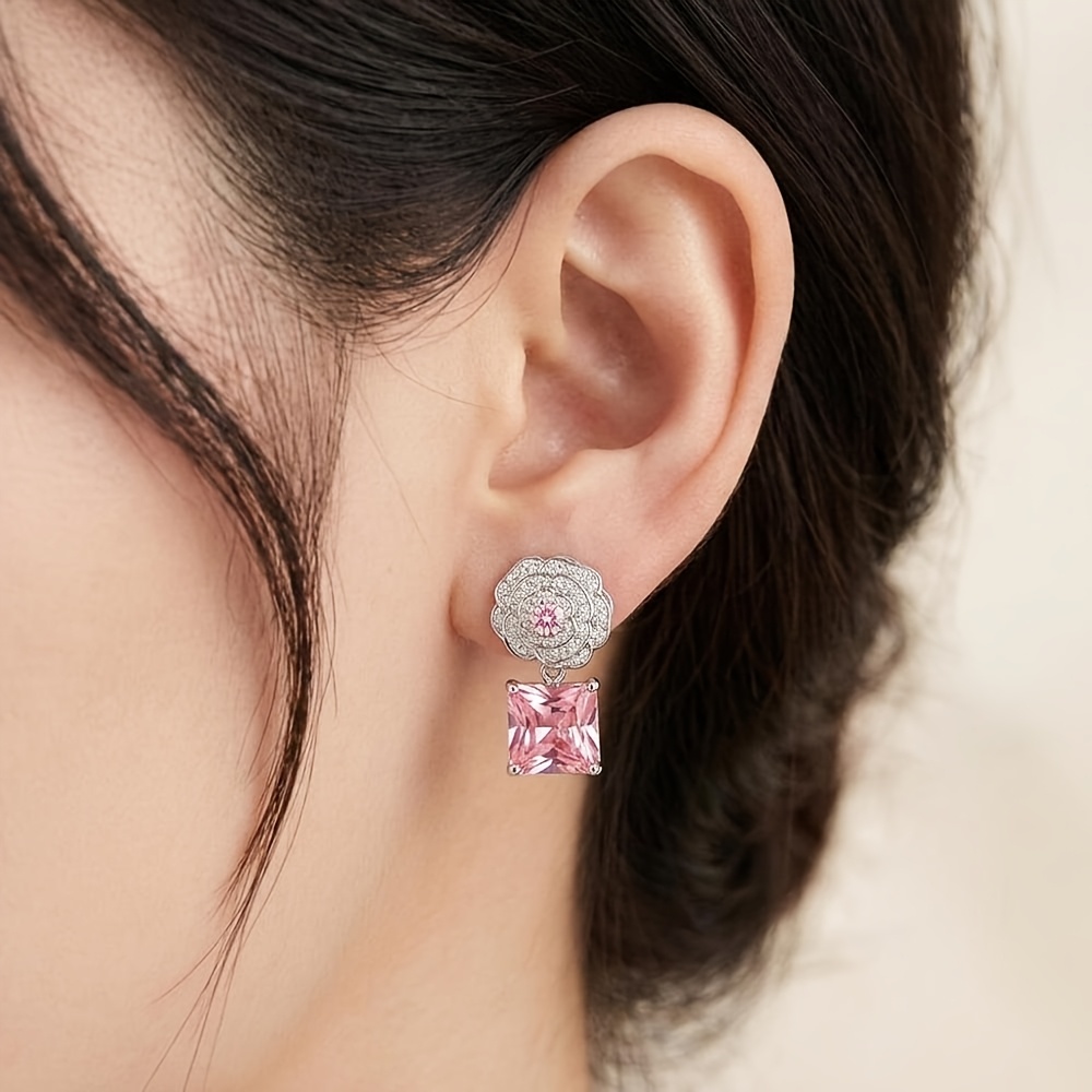 Women's Electroplated Drop Earrings with Synthetic Zirconia
