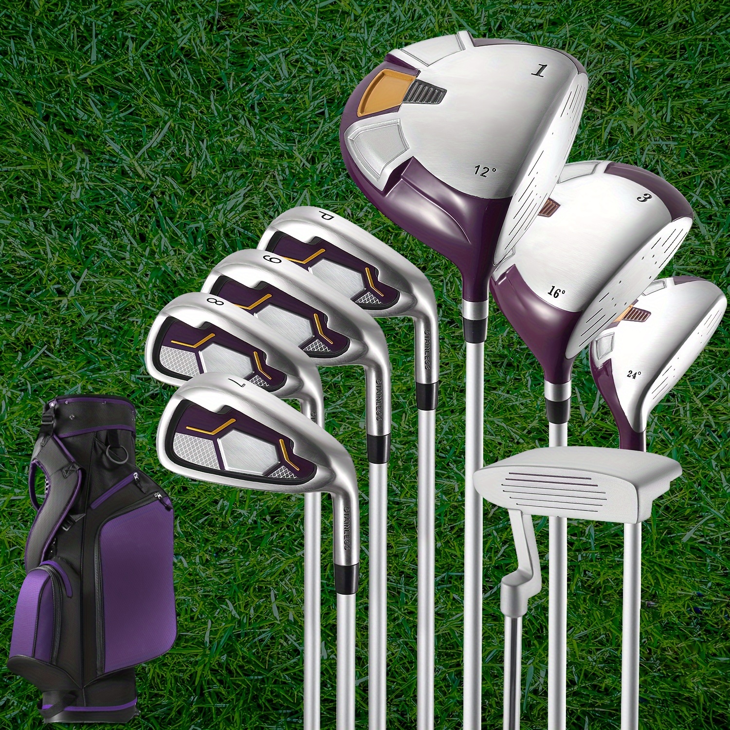 

Complete Golf Clubs Package Set Includes 8 Club Set For Men Woman Right Handed, Steel Shafts, Putter, Stand Bag & 3 H/c's Bonus Head