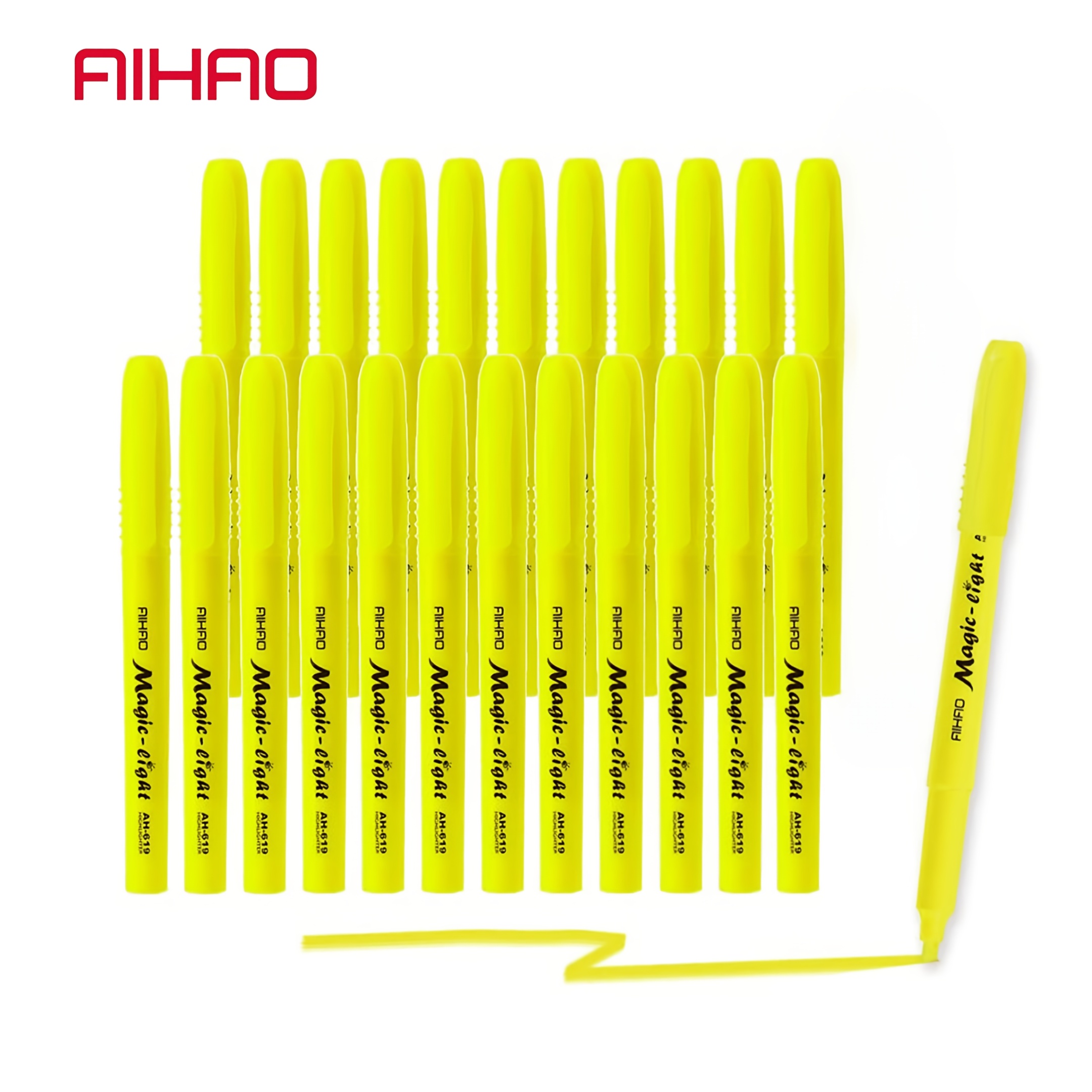 24 Pack Aihao Yellow Highlighters Markers, Chisel Tip Highlighter Pens, Pocket-style, Fluorescent Yellow