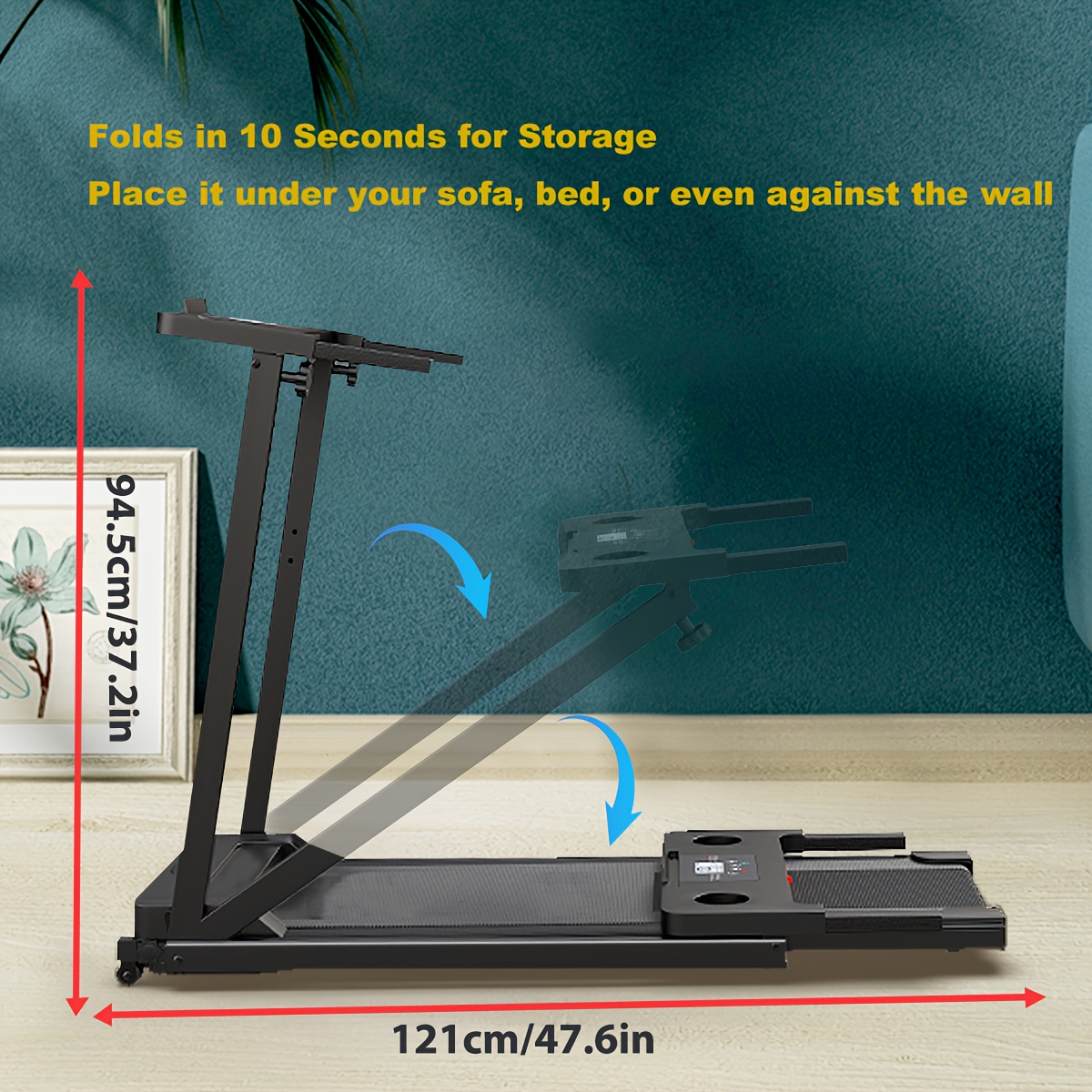 [Portable Walking Treadmill] Portable Walking Treadmill, 1pc, 300 Lb Capacity, Under Desk Treadmill Walking Pad With Handle Bar - Small Footprint, Household Treadmill, No Assembly Required