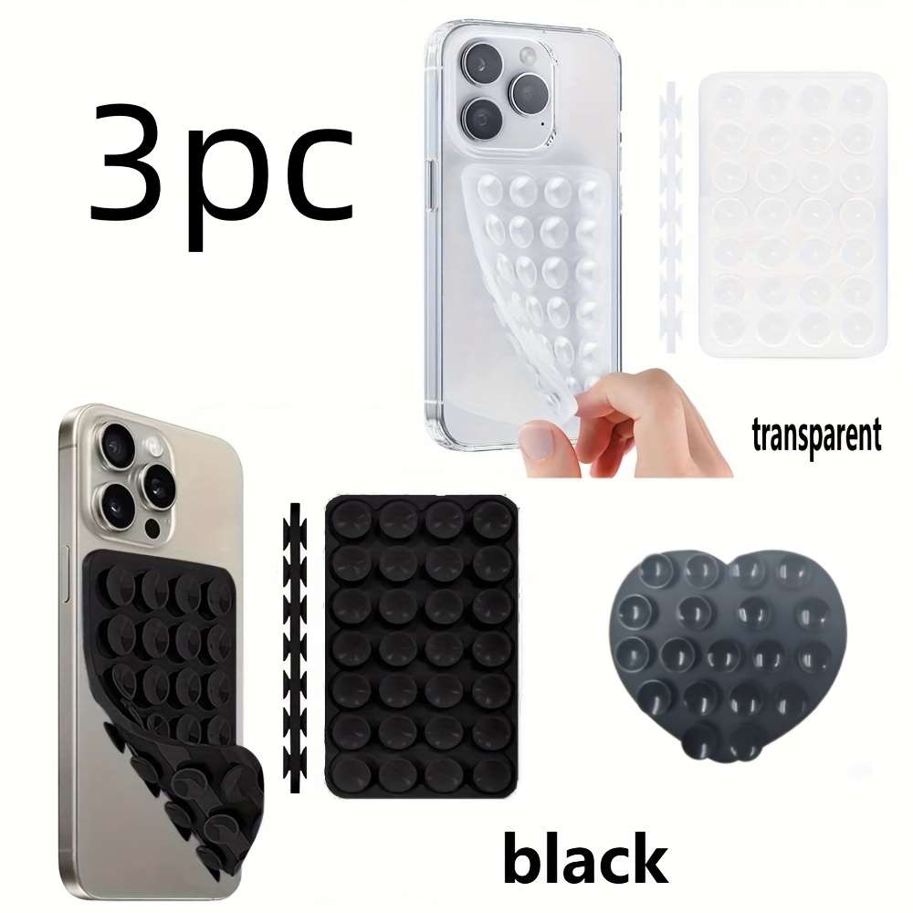 TEMU 3pcs Double-sided Suction Cup Phone Holder, Silicone Double-sided Suction Pad, Suitable For Car Phones, Selfie And Video Stand, Compatible With