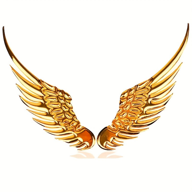 4pcs/2pairs 3d Metal Wings Car Stickers - Decorative Stickers Decals, Durable Alloy, Silvery End, For Cars And Motorcycles
