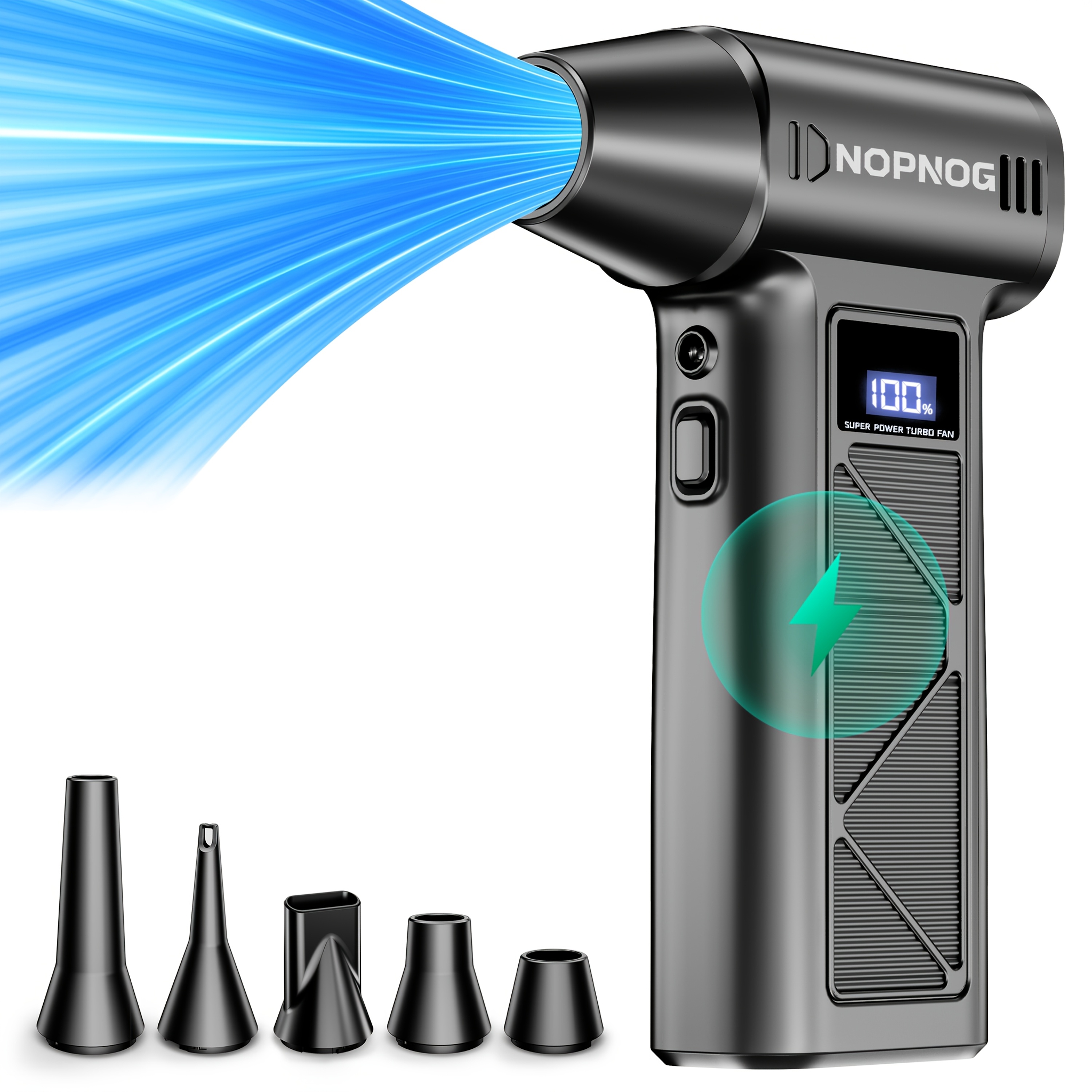 Image of Handheld Turbo Fan, 110000rpm Speed Fan With Led Light Display, Vacuum Kit Optional, For Pc Cleaning, Pet Drying, Outdoor Camping Inflation