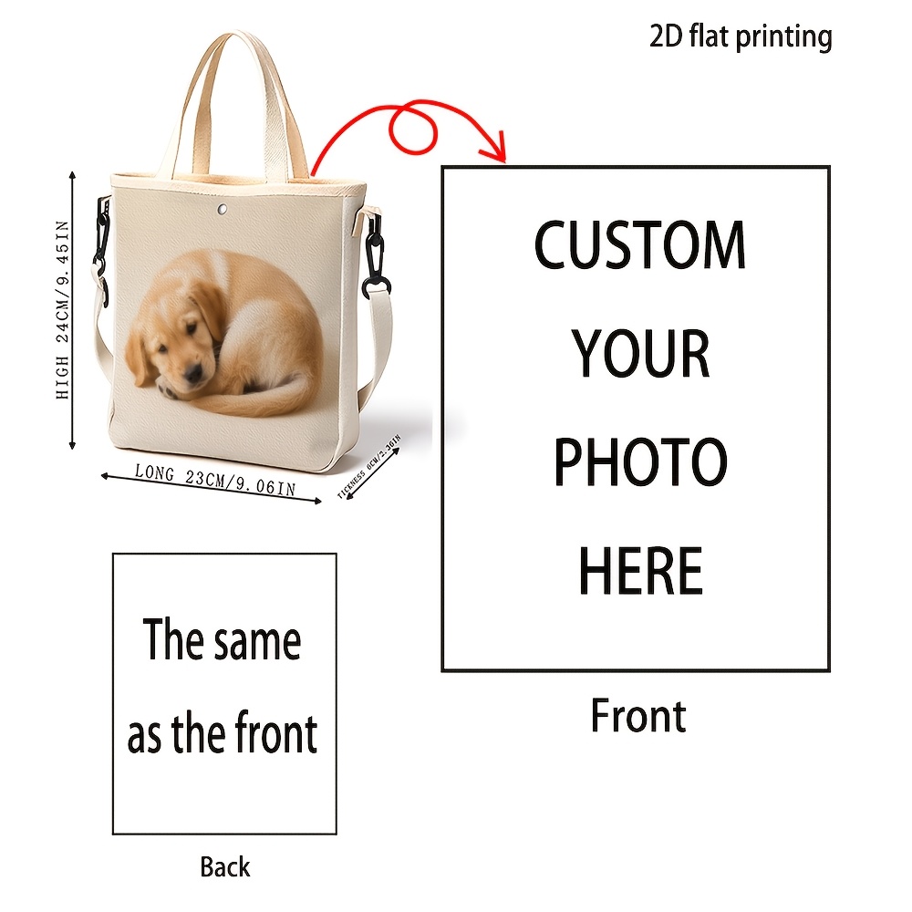 TEMU Borsa a spalla personalizzabile, 1 pz, con foto e testo, personalizzazione foto, regalo di Natale/Capodanno/San /Compleanno, borsa stampata ,