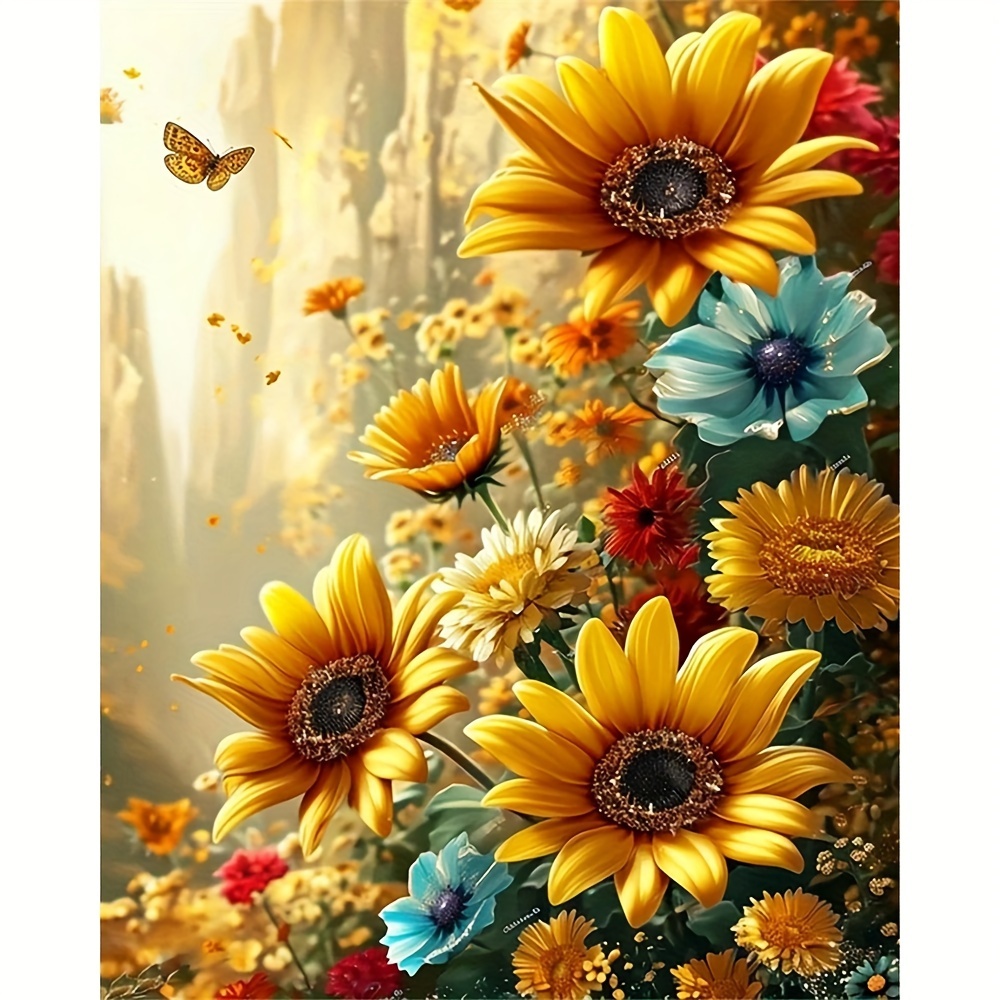 

30*40cm/11.8*15.7in Sunflower Dly 5d Full Diamond With Number Kits Home And Kitchen Fashior Mosaic Canvas Wall Decoration Gift Crafts