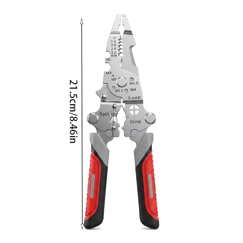 TEMU 1 Heavy-duty Industrial Wire Stripper With Crimping, Cutting, And Twisting Functions - 1pc Construction, Foldable Design, Ergonomic Grip -