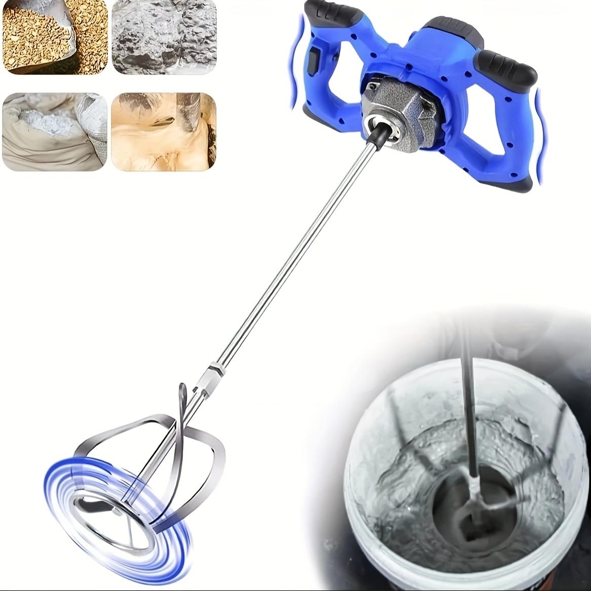 TEMU 2600w Handheld Mixer Concrete Mixer, M14 Portable Concrete Cement Mixer Adjustable 6 Mixer, Paddle Drill Mixer Stirring Tool For Mortar Grouts