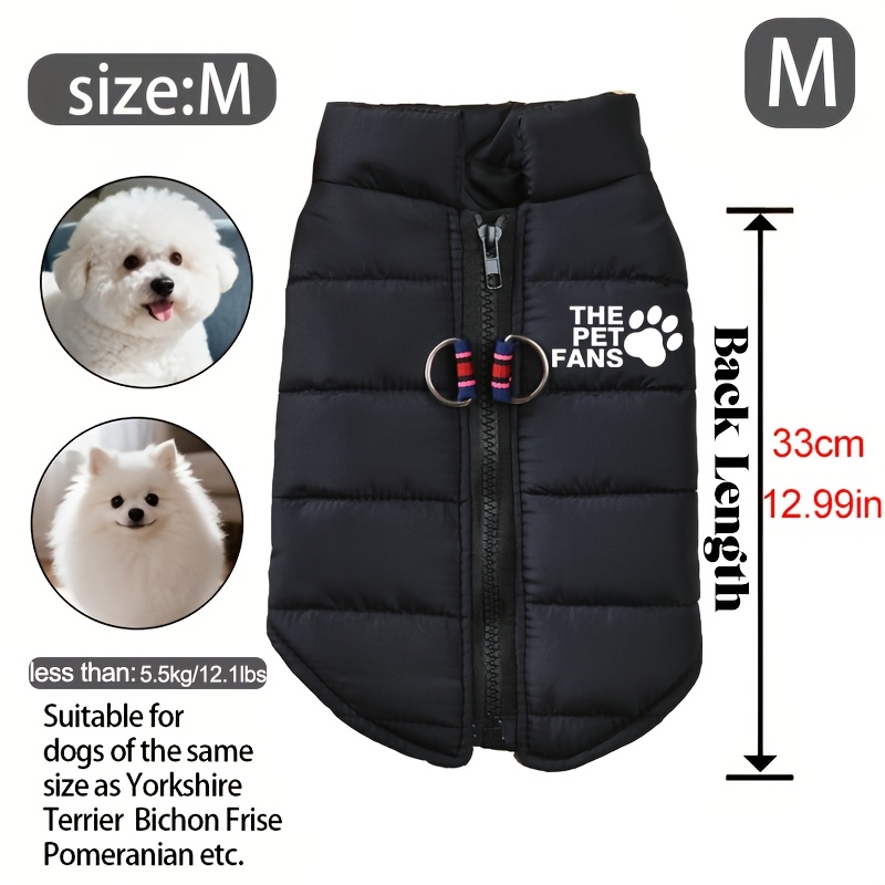 TEMU Giacca invernale per cani con cerniera, gilet per animali domestici, per cani di taglia , media e grande, carlino, chihuahua, bulldog francese