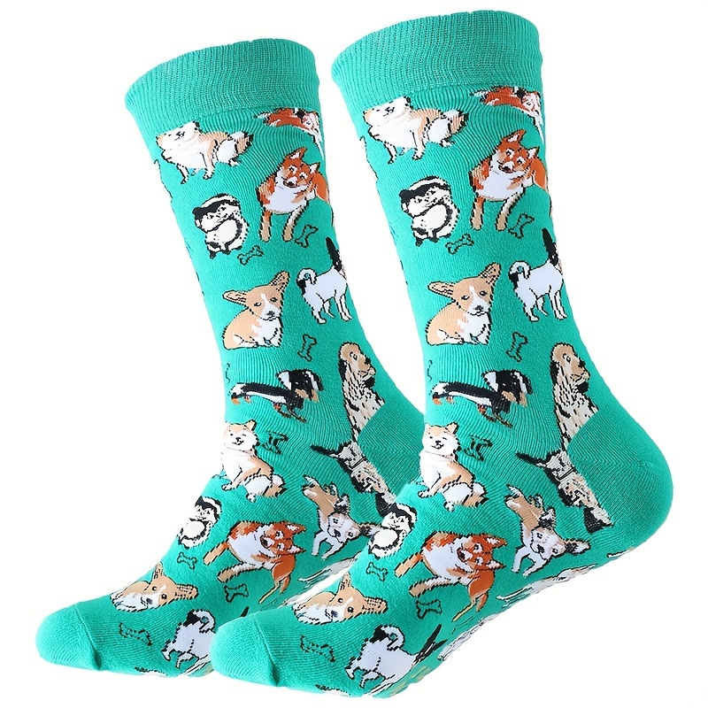 

1 Pair Of Unisex Novelty Socks, Funny Puppy Party Patterned Men Women Gift Socks, For Outdoor Wearing & All Wearing