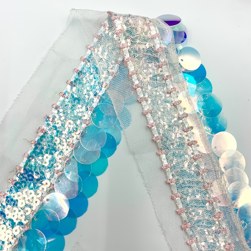 Sequin Embroidered Tulle Lace Trim. Perfect For Stage Costumes, Dancewear, And Wedding Dress Decorations