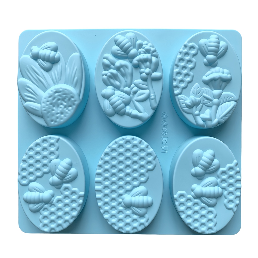 TEMU 1pc 6-cavity Oval Bee-shaped Soap Silicone Mold, Classic Handmade Silicone Mold, For Explosive Bath Salt, Craft Soap Making