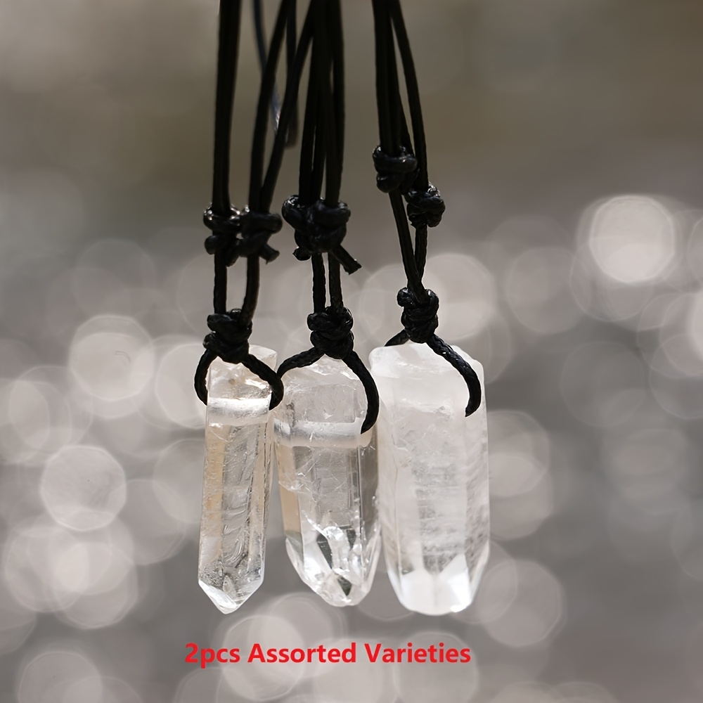 1pc/2pcs Random Single Quartz Reiki Pendant, Adjustable Rope Length For Daily Wear, 's Day, Valentine's Day, Father's Day, Mother's Day