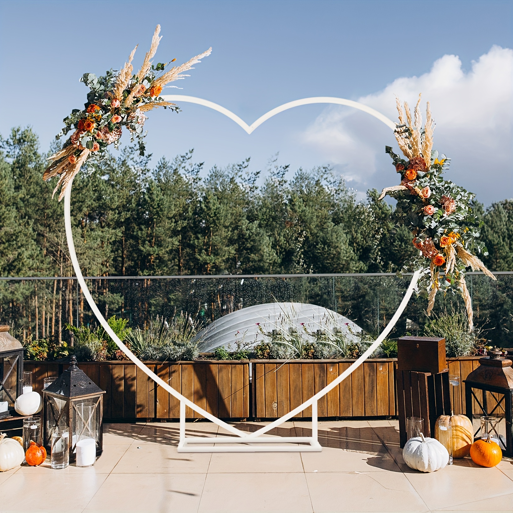 Temu Arch Balloon Frame Wedding Bow Heart Shape For Wedding Party Decorations Arch Background Stand For Decorations Birthday Baptism Christmas White-image