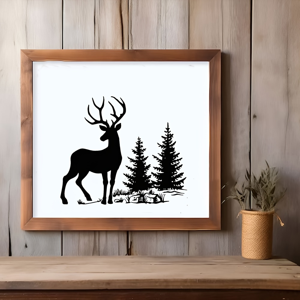Deer Skill Screen Stencils Reusable Mountain Tree Deer
