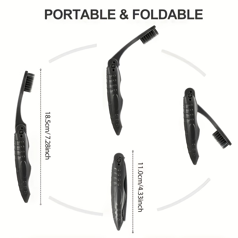 Travel Toothbrushes, Black Folding Brushes for Camping