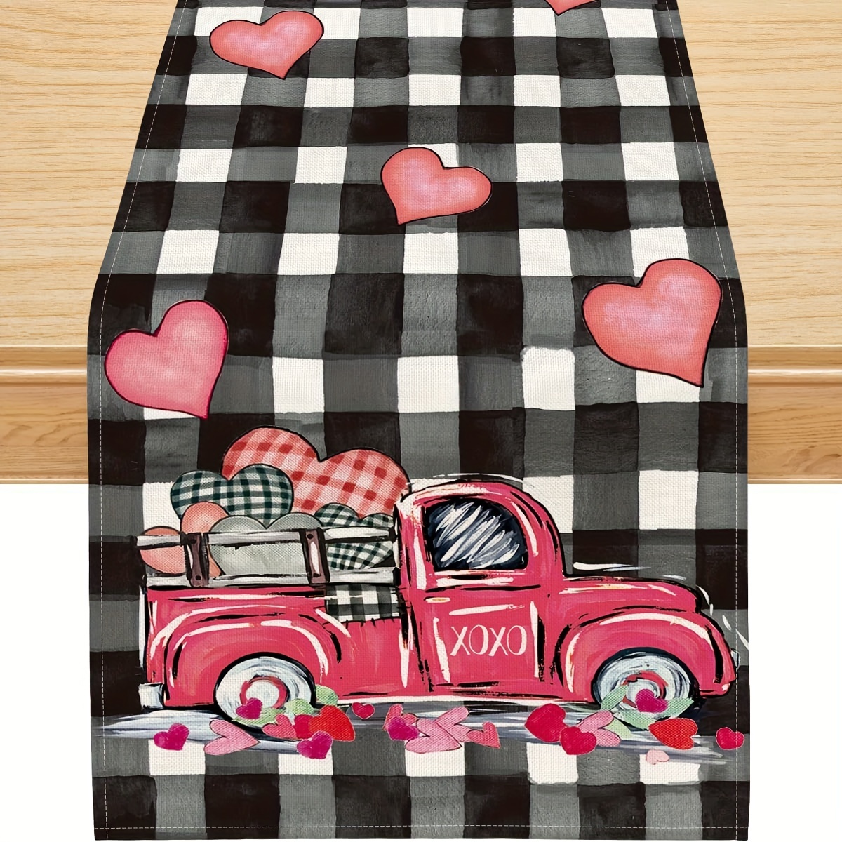 

Linen Valentine's Day Table Runner - Sweet Truck & , Indoor/outdoor Dining Decor, In 3 Sizes (13x48", 13x72", 13x108"), Linen, Valentine's Day, Table Runner, Decorations