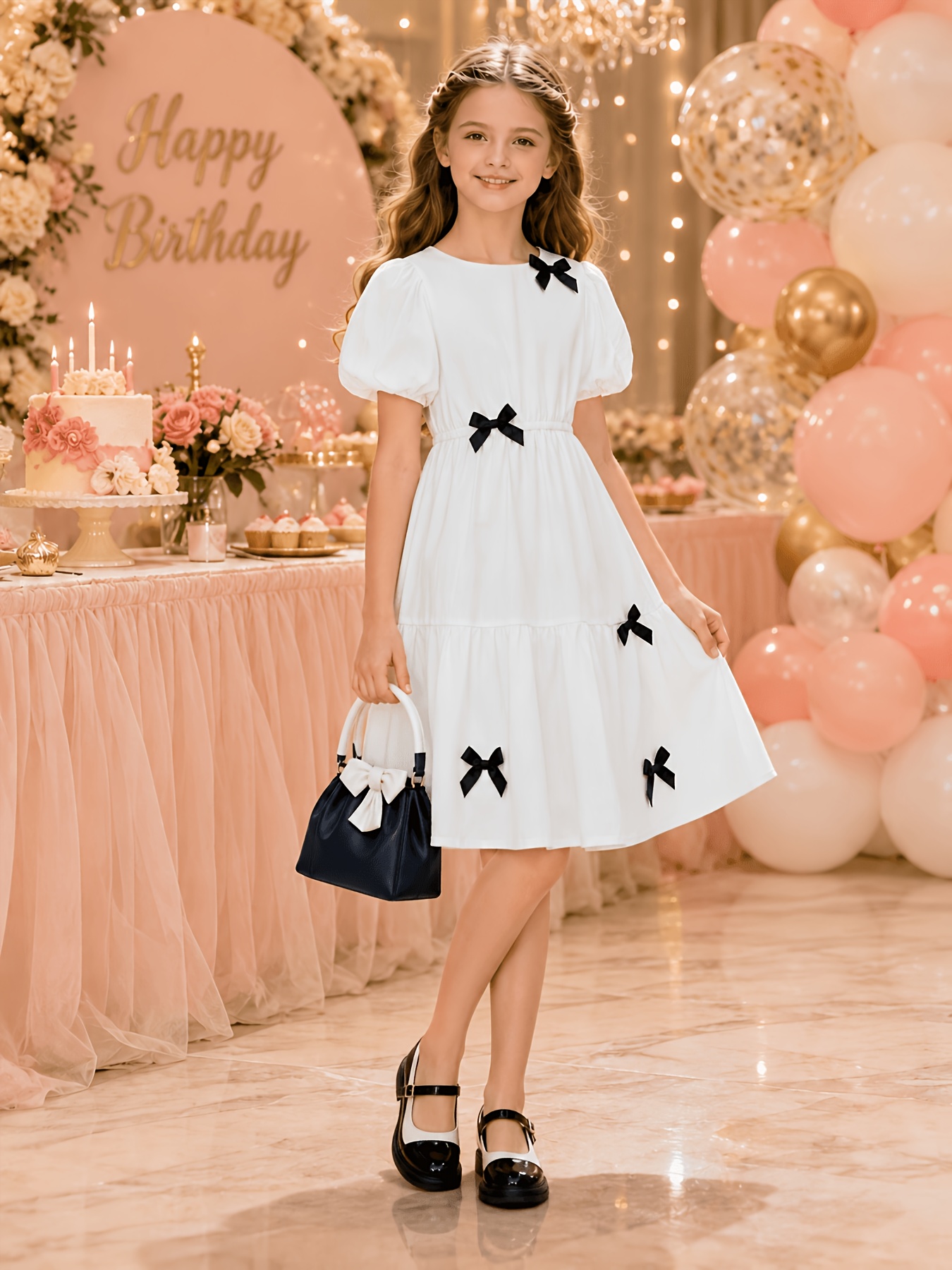 black bow white dress sold on Temu United States