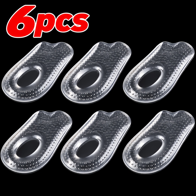 TEMU 6 piezas de almohadillas de talón de silicona transparente con masaje , autoadhesivas con absorción de impactos para la presión del talón,