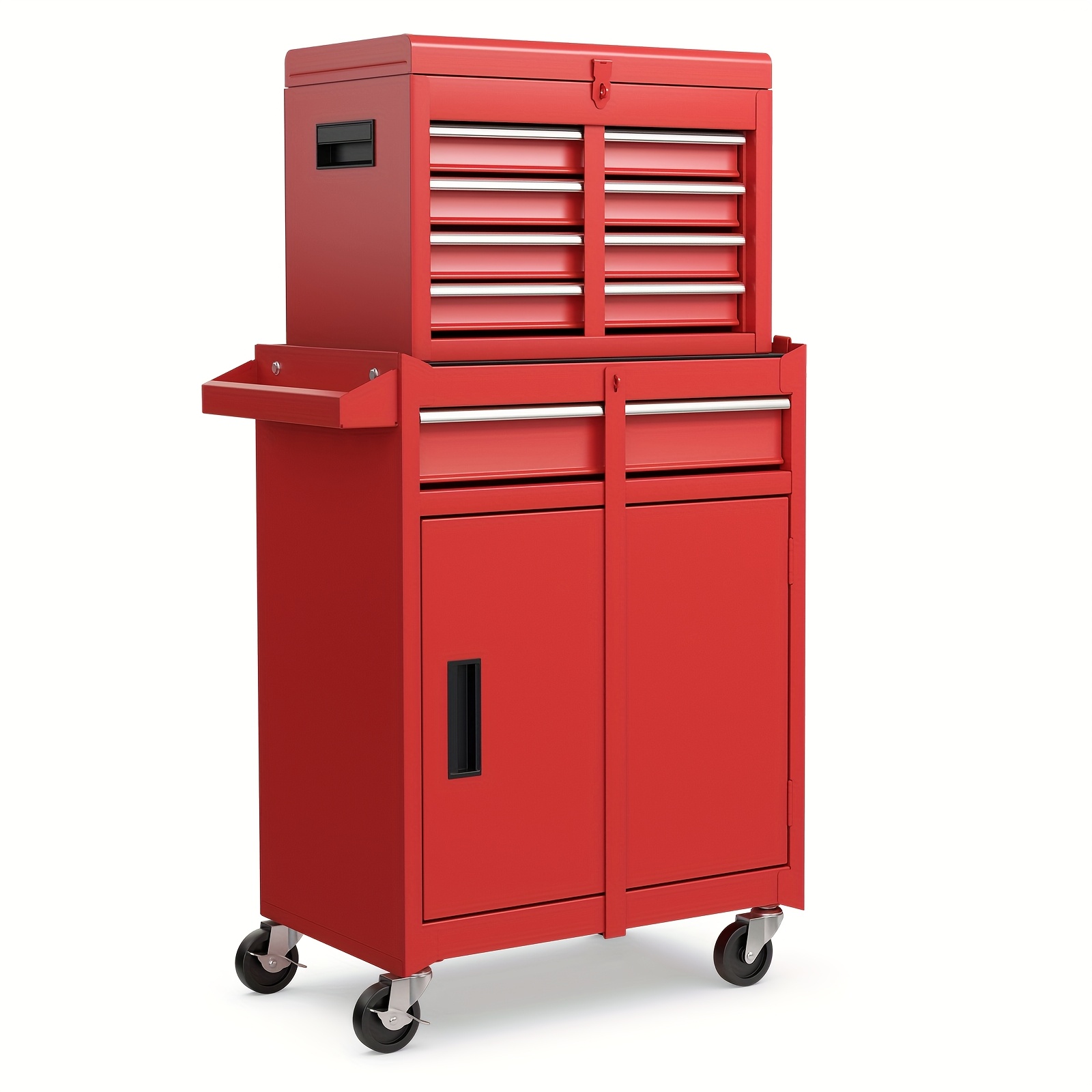 Workshop Trolley With Case, 8 Compartments, Hooks & Adjustable Shelf, Tool Trolley Lockable On To 100kg Metal 59x28x102cm