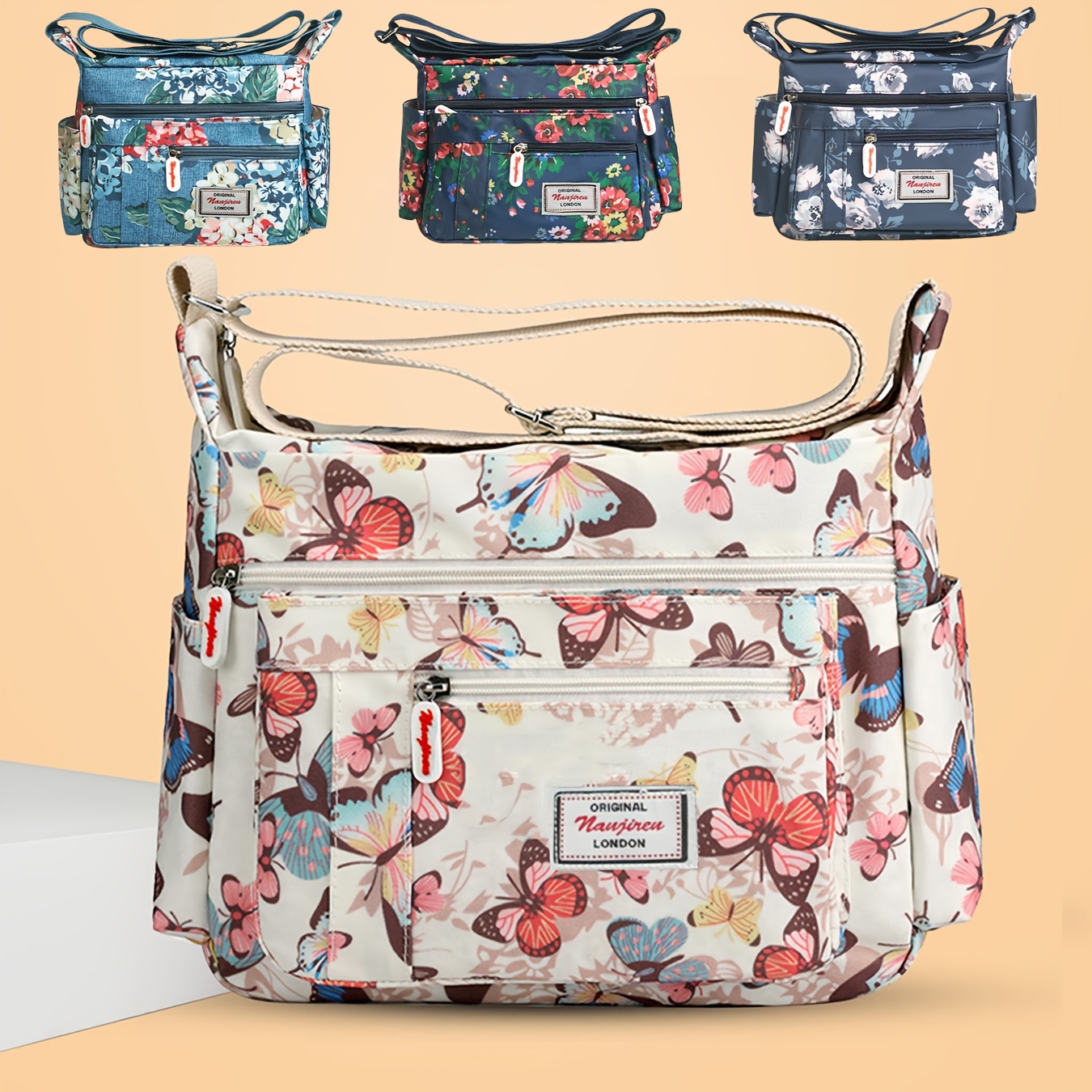 

Shoulder Crossbody Bag, Casual Waterproof Nylon Print Multi