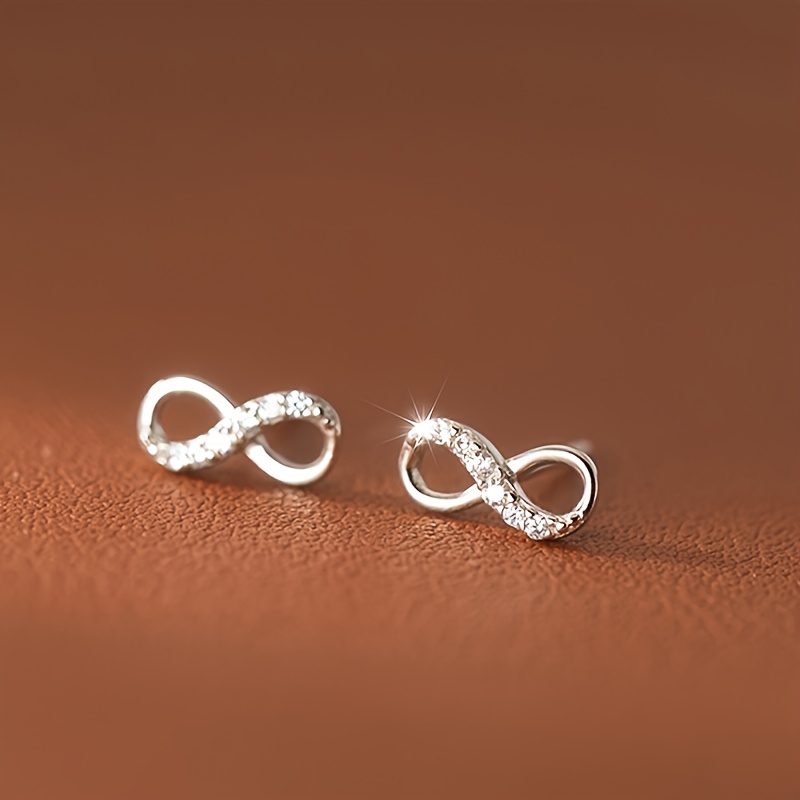 E-shop Paar Infinite Symbol Elegante Einfache Mode Damen Ohrstecker, Eingefasst mit Synthetischem Zirkonia. Ideales Geschenk für Freunde. Geeignet für