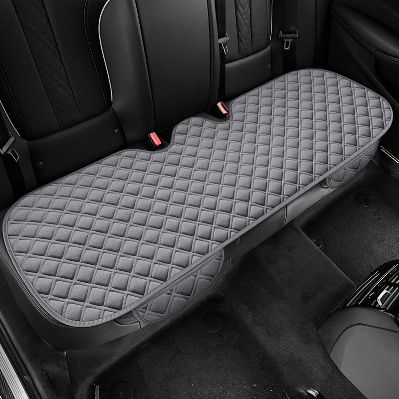 TEMU Checkered Embroidery Linen Texture Car Seat Cushion, Summer Cooling Rear Seat Pad, 1pc - Universal Seat Cushion, Comfortable - Universal Fit For