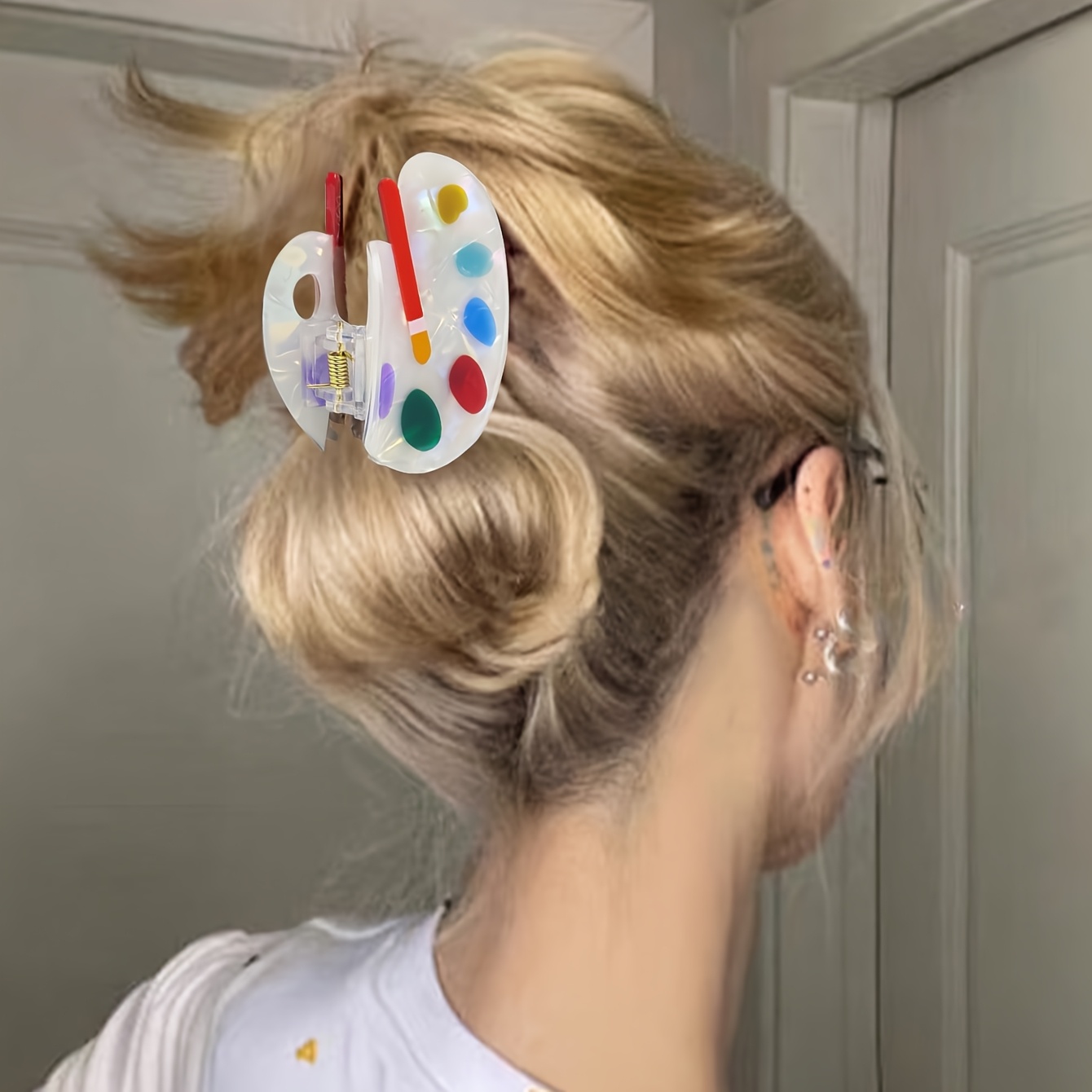 E-shop Lustige Farbpalette Haarklammer, Acetat-Krallenklammern, Niedliche Kunstwerk-Haarklammern für Frauen, Zurück zur Schule Haarklammer, für dünnes