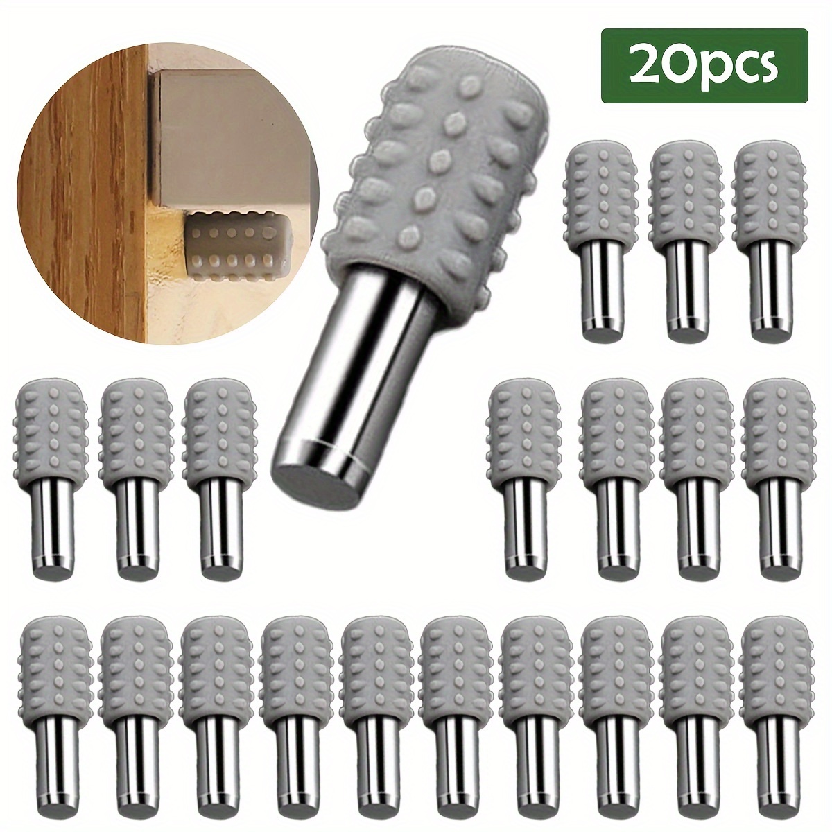 

20pcs Plastic & Metal Shelf Support Pins With Anti-slip Rubber Sleeves - Ideal For Wood & Glass , Partitions, And Movable Shelves