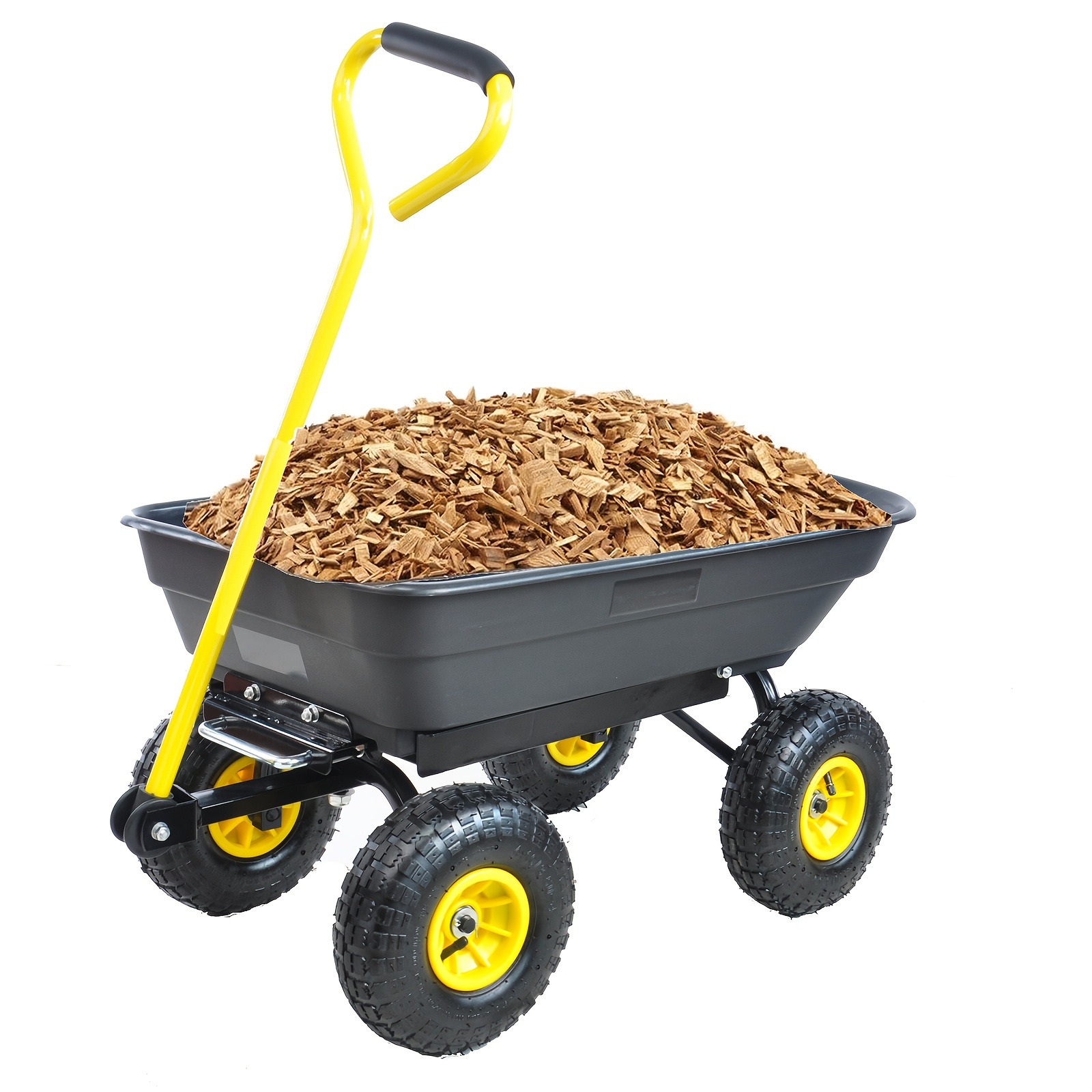 TEMU Poly Garden Dump Cart With Yard Dump Utility Cart Heavy Duty Garden Dump Truck With Wheels 300 Lbs Yard Wagon Cart With 180° Rotating Handle And