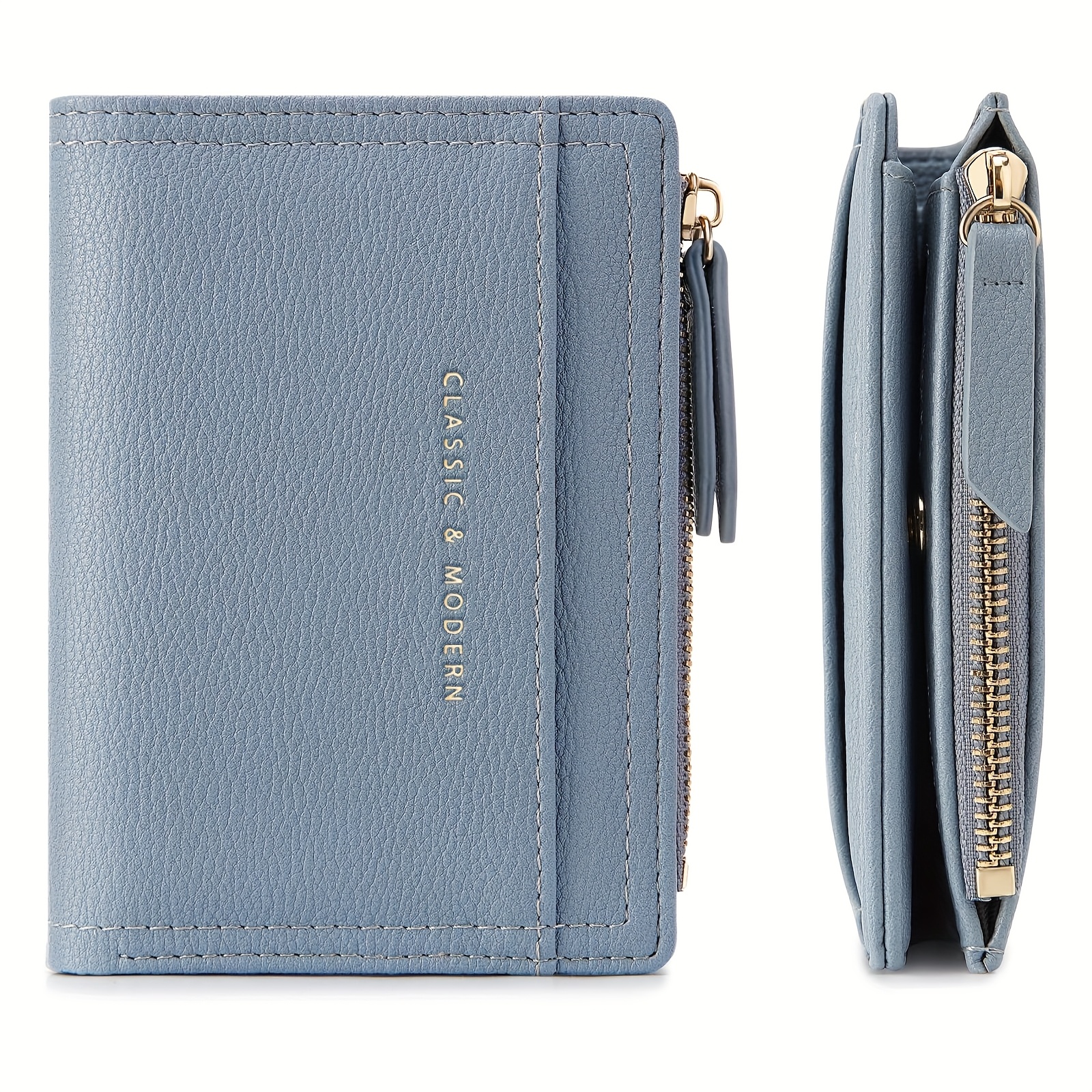 

Chic Women'-thin Bifold Wallet With Zipper Coin Pocket & Id Window - Vegan Leather, Credit Card Holder