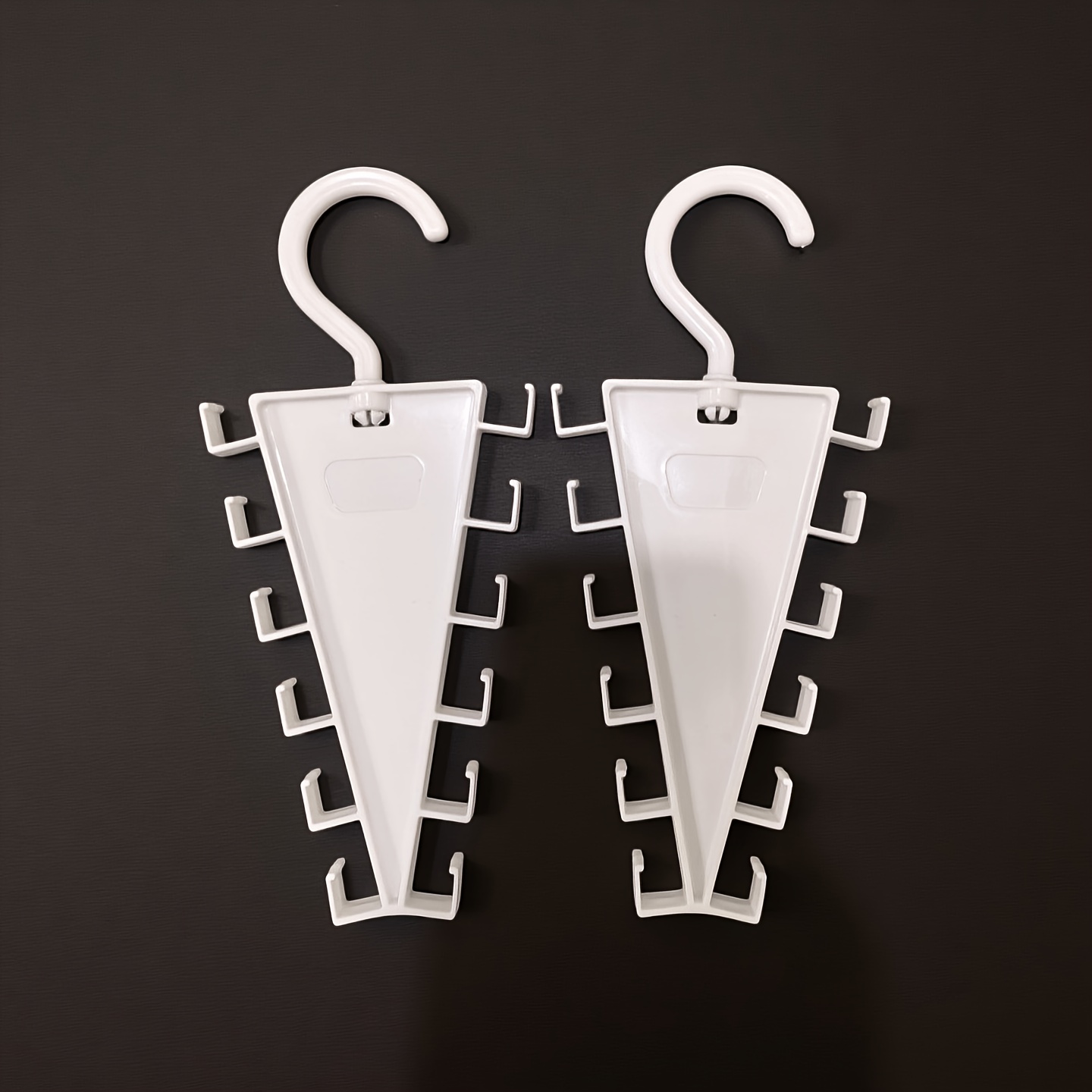 2pcs 360 rotatable triangular wardrobe organizer hanging rack multi functional clothes and hat hook 12 hooks space saving closet storage rack suitable for hats scarves ties handbags underwear belts briefs for home bedroom organization Product details 1