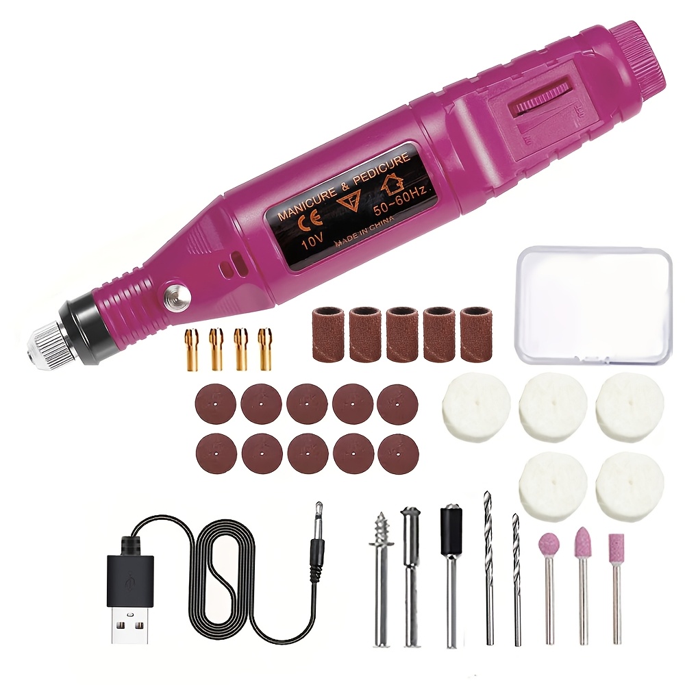 

34pcs Rotary Engraving Tool Kit, Usb Powered Electric Micro Etching Pen With Drilling, Polishing & Functions For Jewelry, Glass, Wood, Ceramic, Metal, Plastic - Diy Craft Accessories Set