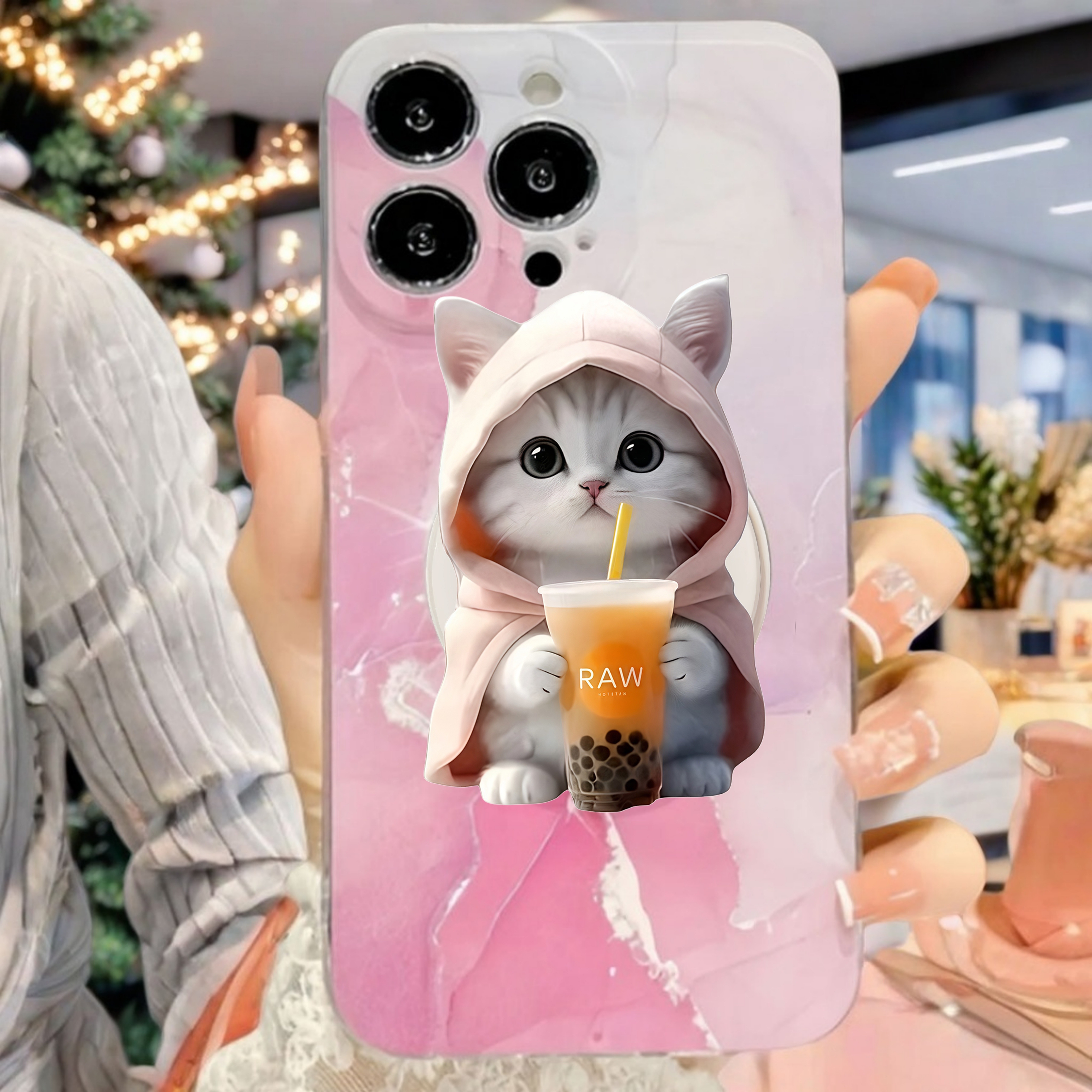 

1pc Cat Tea Phone , Stand, Portable Phone Holder For Carrying