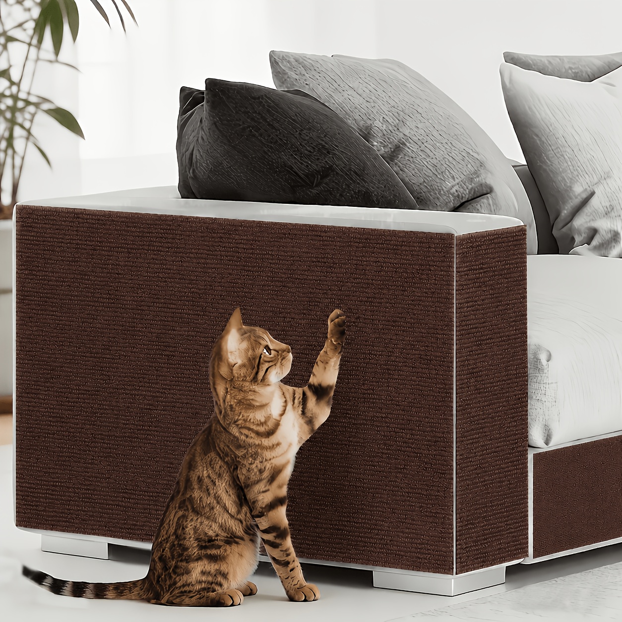 TEMU Esquina rascadora para gatos para ventana de cabecera, fieltro autoadhesivo especial, rascador para gatos, superficie rascable gruesa y , sin