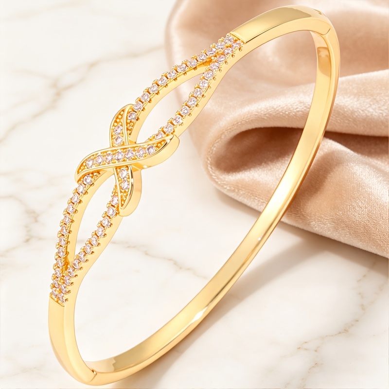 2pcs Thin Circle Buckle Copper Double Bracelet Set