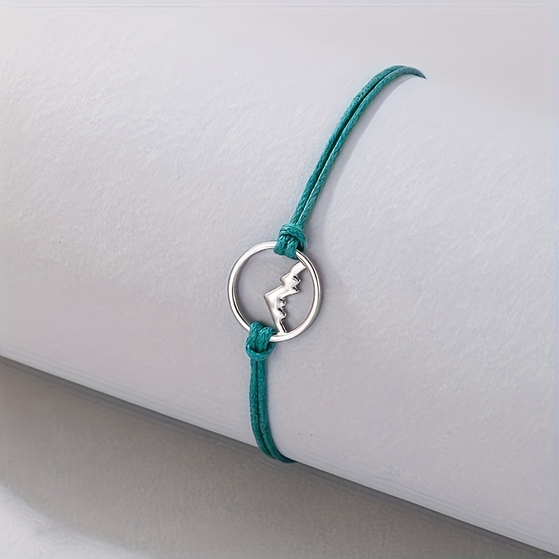 Nautical Green Rope Wax Bangle Bracelet Geometric Circular Wave